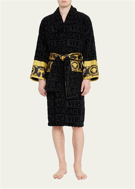 versace men's barocco sleeve robe in black|versace unisex barocco sleeve robe.